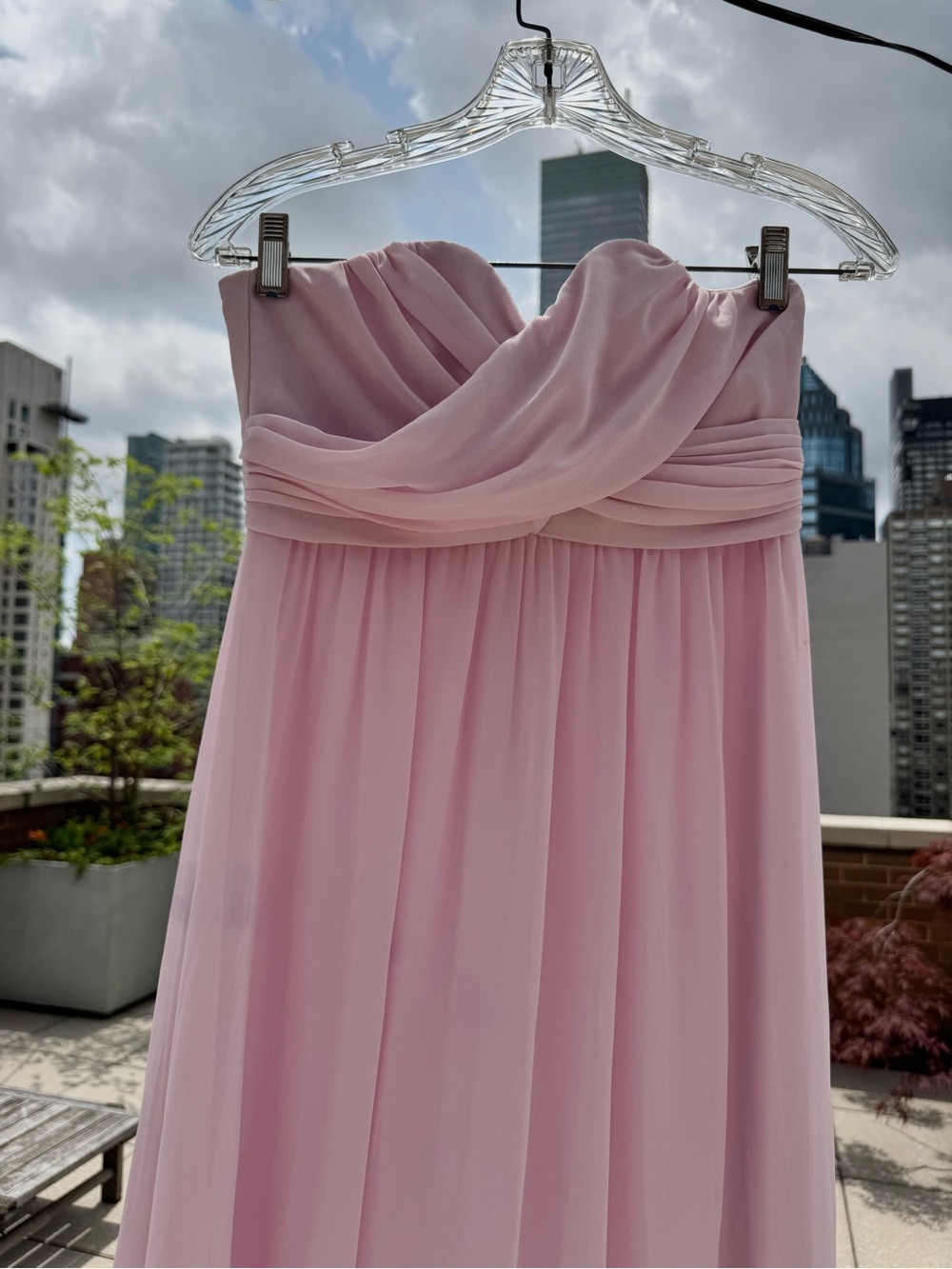 H&M Strapless Chiffon Dress in Light Pink